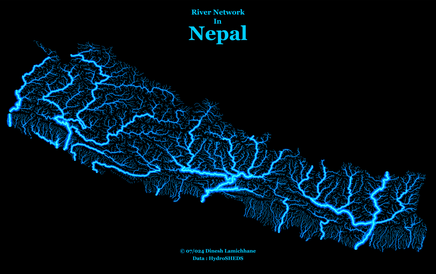 River Network Mapping of Nepal – Geospatial Analysis of Hydrological Features and Watershed Delineation
